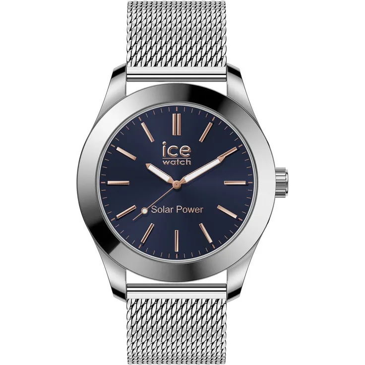 ice-watch Solaruhr ICE steel - Medium - SOLAR 3H 023794, Armbanduhr, Herrenuhr, Edelstahlarmband, bis 10 bar wasserdicht