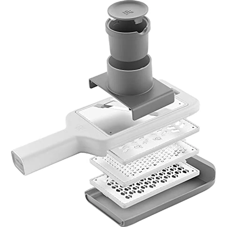 ZWILLING Z-Cut Multi-Reibe, Multifunktional, Edelstahl, 4 austauschbare Klingeneinsätze, Zwei-Wege-Reibtechnologie, Integrierte Auffangschale, Grau – Bild 4