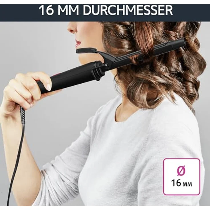 Rowenta CF2119 Lockenstab, 16mm, Aufhängeöse, Keramik-Technologie, bis 150 °C, schwarz – Bild 3