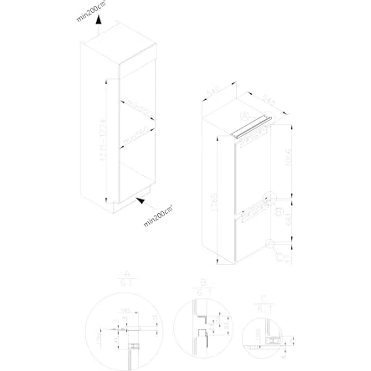 Haier HATB 174 DE Einbau-Kühl-Gefrier-Kombination 178 cm/Nutzvolumen 244 L/NoFrost Kältetechnologie - Festtürtechnik, Super-Freezing/Cooling (Farbe: nicht angegeben) – Bild 2
