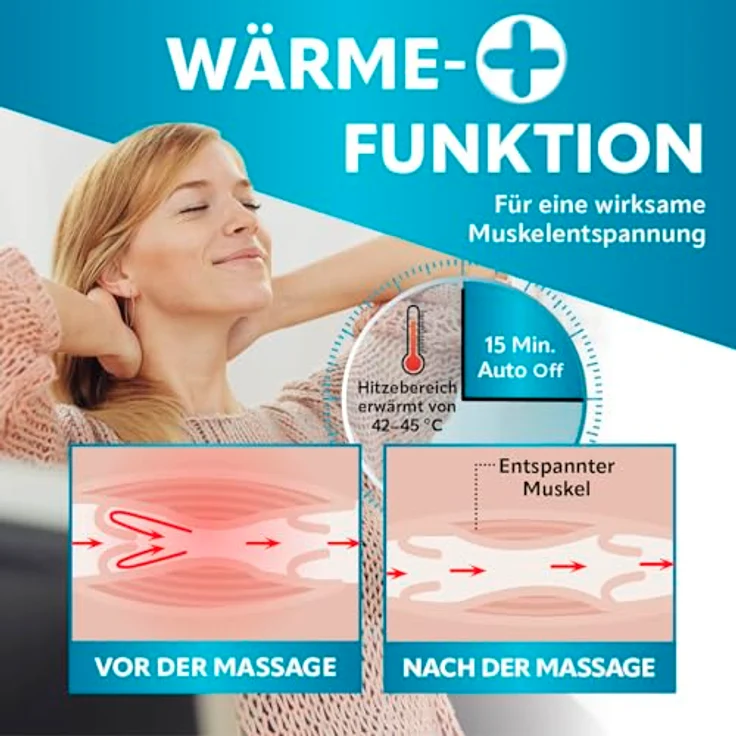 VITALmaxx Shiatsu-Massagegerät Nacken Grau-Lila mit Gürtel – Bild 3