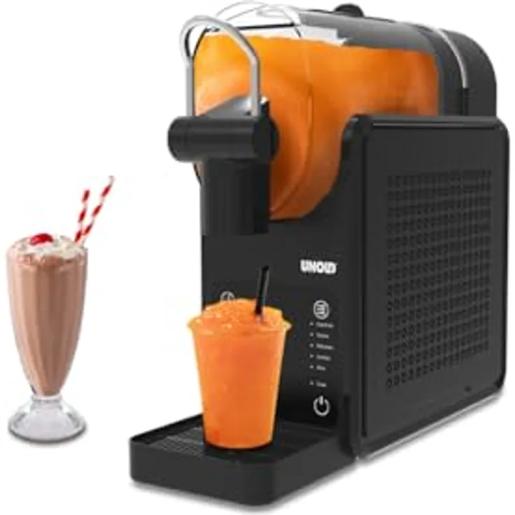 Unold 48949 Slush-Eismaschine STELLA 2,5L mit Kompressor – Slushie Maker für Frozen Drinks, Cocktails & Milkshakes, 5 Programme, leise Kühlung, Touchdisplay, spülmaschinengeeignet, Schwarz