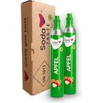 SodaTASTE CO2-Zylinder Tausch 2er-Pack (Refill) für Wassersprudler mit Apfel-Aroma, zuckerfrei, bis zu 120l Sprudelwasser mit Geschmack