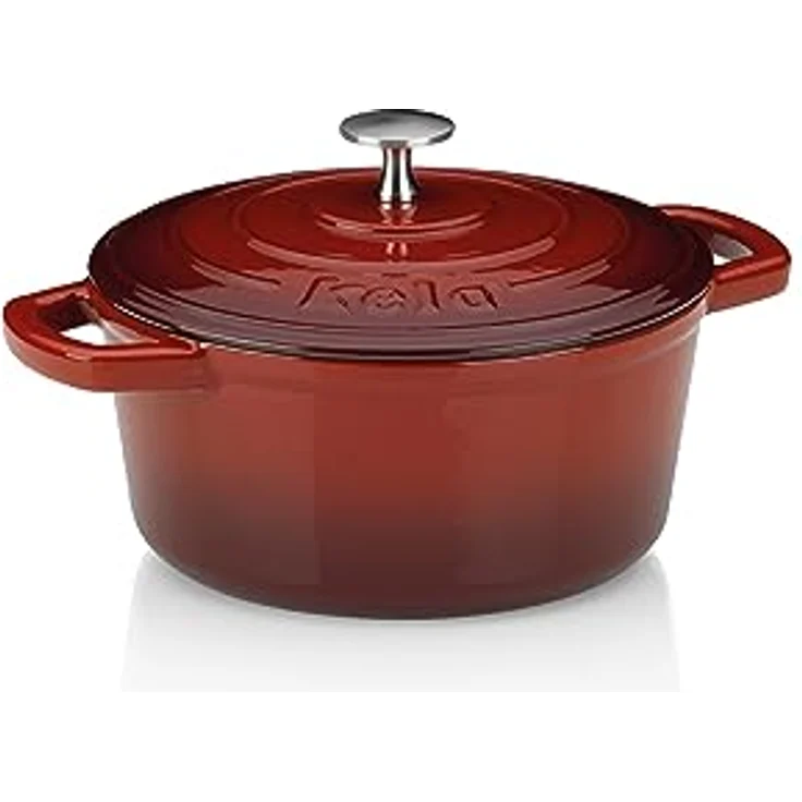 Kela 11940 Bräter mit Deckel, Gusseisen, le-Beschichtung, Hohe Wärmespeicherung, Induktionsgeeignet, 2,5 L, Rot, Rund, Calido – Bild 2