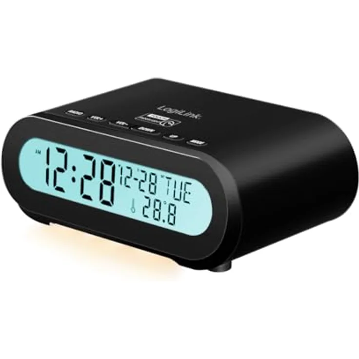 LogiLink SC0121, Radio-Wecker mit Temperaturanzeige, Einschlaf-Timer und USB Port, schwarz