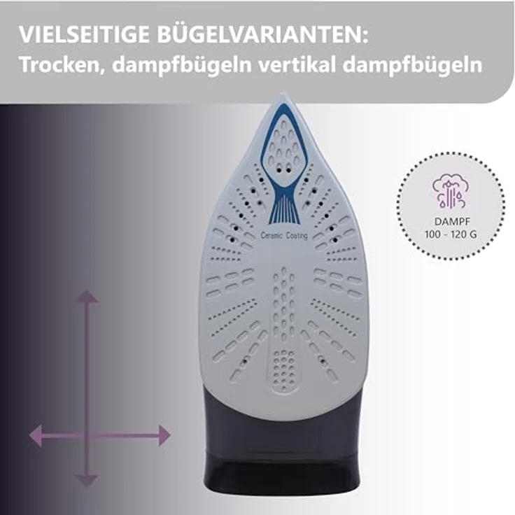 SILVA Schneider Silva Homeline DBS 580 Dampfbügeleisen, 2600 Watt, 1,5l Wassertank, Keramik-Sohle, Automatische Dampfanpassung, Anti-Tropf-/Anti-Kalk-Funktion, ECO-Schalter, Selbstreinigung, Autom. Abschaltung, 8 bar, in Blau – Bild 5