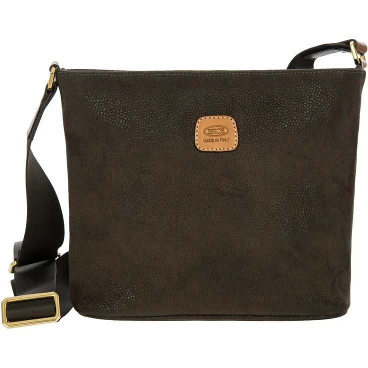 Bric's Life Shoulderbag Marina, Umhängetasche aus PVC in Wildlederoptik, grün