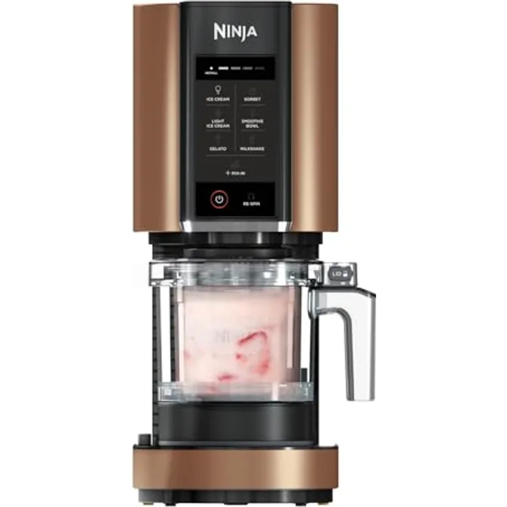 Ninja CREAMi NC300EUCP kupfer Eismaschine 473ml frozen Dessert 3 Behälter mit Deckel, 7 Prog. Eiscreme Gelato Sorbet Smoothie Bowl Milchshakes uvm.