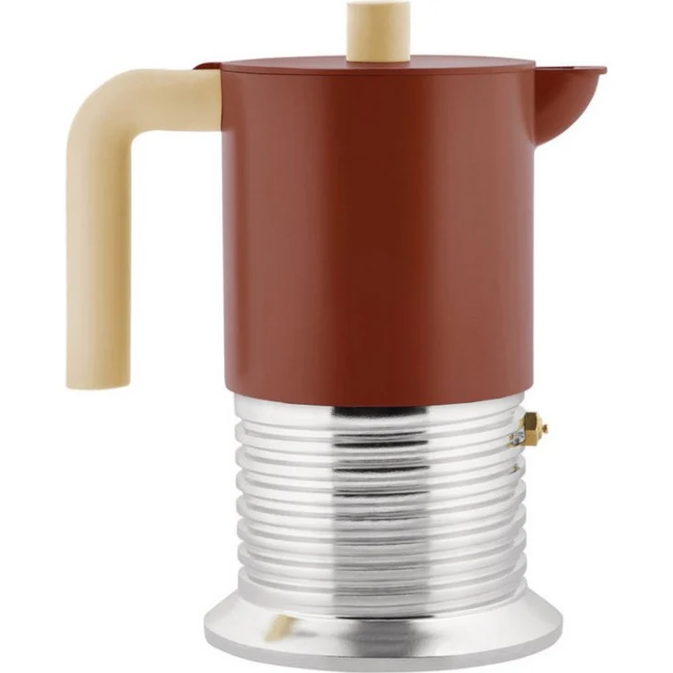 Alessi VITE Espressokocher, 0.15l Kaffeekanne für Induktion, gussaluminium mit thermoplastischem Griff, farbig lackiert
