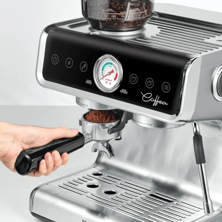 Polti COFFEA G50S Siebträgermaschine mit Mahlwerk, Espressomaschine mit 30 Mahlgraden, Touchpanel und Dampflanze – Bild 3