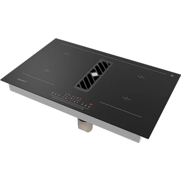 Respekta Kochfeldabzug Backdraft Downdraft Muldenabzug Induktion 83 cm Calima, Touch-Control-Bedienung, 4 separate Kochzonen, Bridge-Funktion, teilgeführte Umluft, integrierter Dunstabzug, inkl. Kohlefilter-Set, schwarz – Bild 3