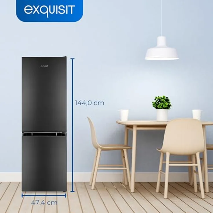 Exquisit Kühl-Gefrierkombination KGC231-60-E-050C inoxlook-az | 157 l Nutzinhalt | 4-Sterne-Gefrieren | Alarm – Bild 4