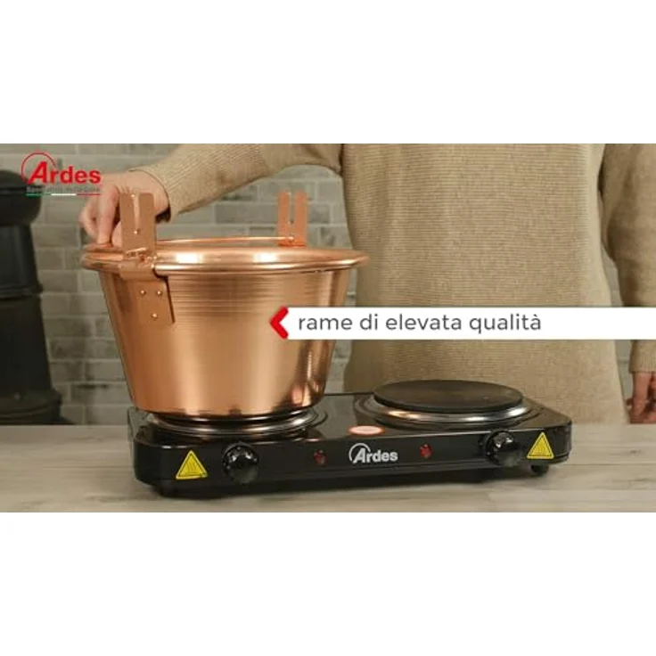 Poly Pool 2480 Polentamixer, Handmixer aus Kupfer mit 10 Watt Leistung, gelb, für bis zu 12 Personen – Bild 4
