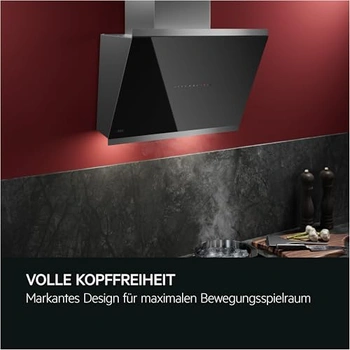 AEG Afzuigkap serie 7000 met SilenceTech 90 cm – kopvrije wandkap met glas – afvoer- en circulatielucht – max. 760 m³/h in afvoerlucht met max. 67 dB(A) – ventilatorfunctie – zwart – GV77D91SB