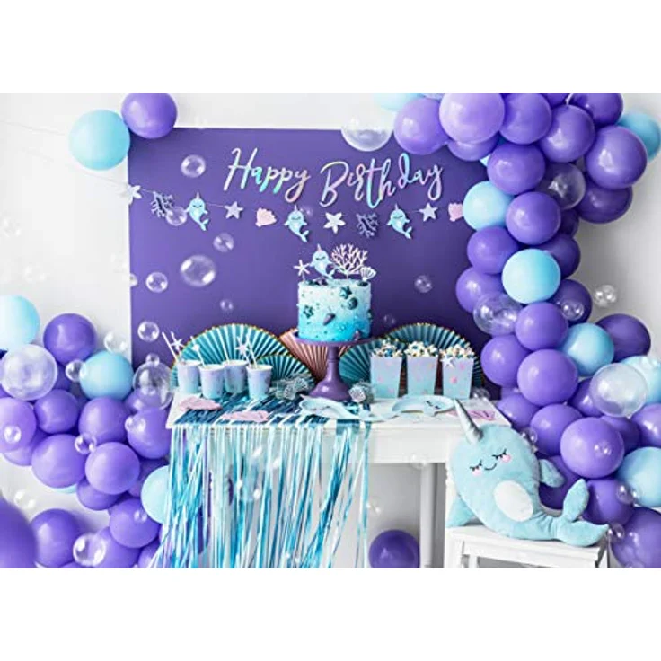 partydeco.pl XXL Narwal Heliumballon hellblau metallic/Folienballon Wal Einhornwal – Bild 3