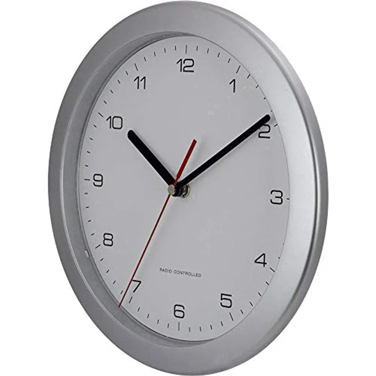 Eurotime 56787 Funk-Wanduhr, 25 cm x 3,8 cm, silberfarben – Bild 3
