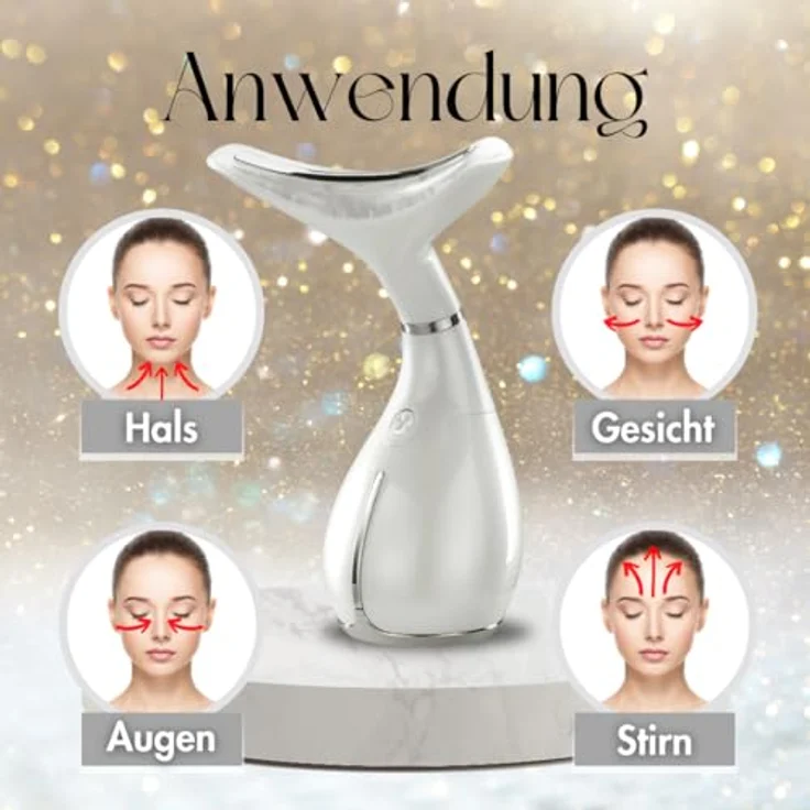 Winch Anti-Aging-Wunder Gegen Falten [Neuheit] – Beauty Deluxe | LED-Lichttherapie, Wärme- & Kältetherapie, Lifting (Weiß-Gold) – Bild 4