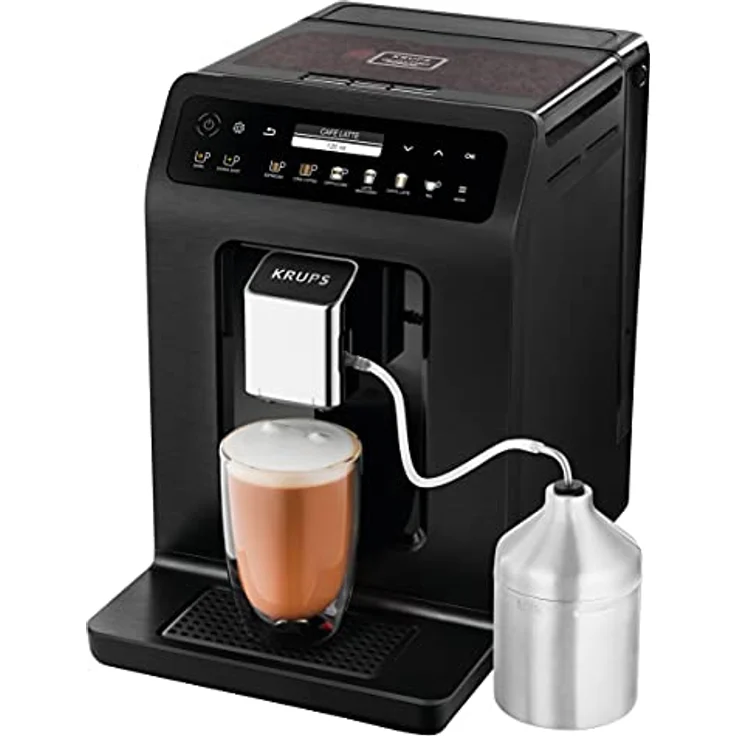 Krups EA8948 Evidence Plus Kaffevollautomat, Neues XL OLED-Farbdisplay, Barista Quattro Force Technologie, 16 Kaffee-Variationen, 3 Tee-Variationen, One-Touch-Cappuccino Funktion schwarz-metallic, mit Milchsystem und integriertem Mahlwerk – Bild 2