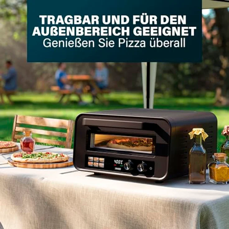 Princess Pizzaofen Pro Max 15L, 400°C, 2100W, digitales Bedienfeld mit Timer, abnehmbarem Pizzastein, für Innen und Außenbereich – Bild 8