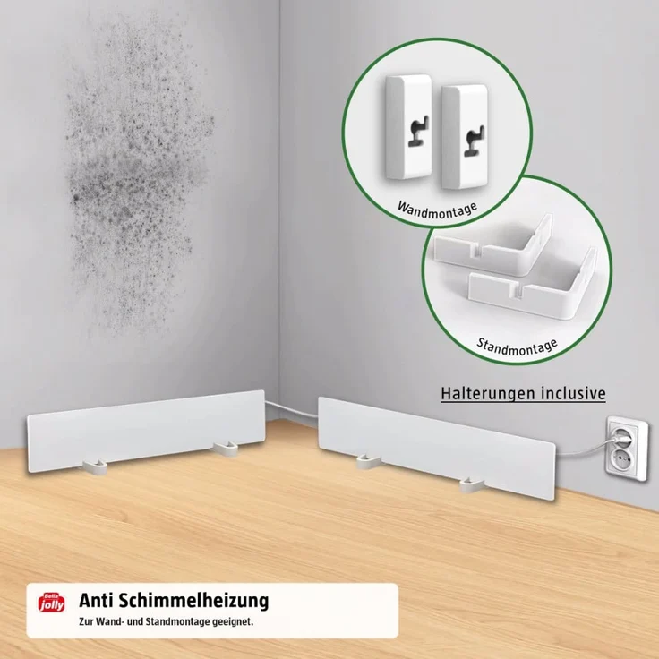 Jollytherm Bella Jolly Infrarotheizung Anti-Schimmel Erweiterung SHK2, 50 Watt, 10 x 50 cm, weiß, geräuschlos