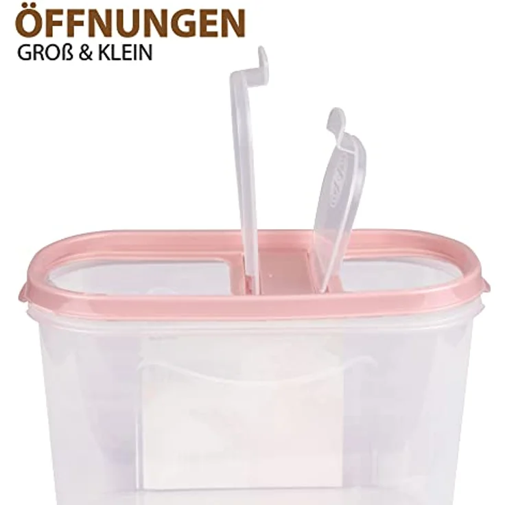Bestlivings Vorratsdose Müslispender, 2,8 Liter mit luftdichtem Verschluss und 2 Öffnungen, transparent – Bild 4