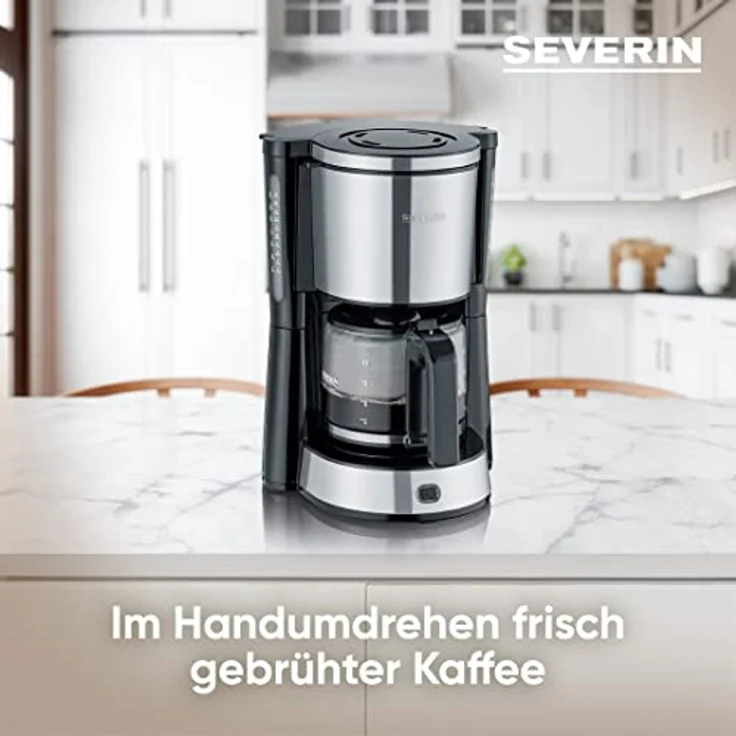 SEVERIN KA 4822 Type Kaffeemaschine (Für gemahlenen Filterkaffee, 10 Tassen, Inkl. Glaskanne) edelstahl-schwarz – Bild 4