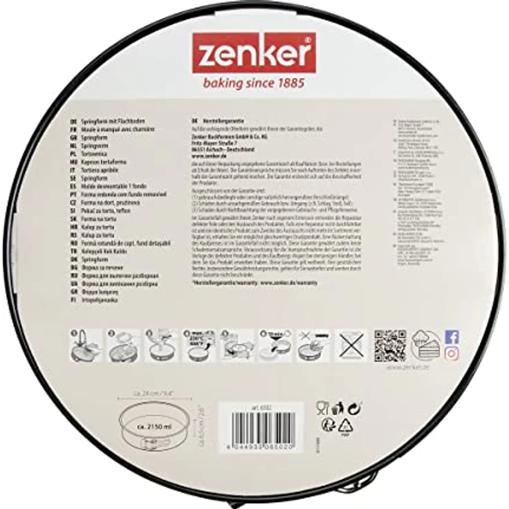 Zenker Springform Ø 24 cm, Backform mit Antihaftbeschichtung, runde Kuchenform mit Flachboden (Farbe: schwarz), Menge: 1 Stück – Bild 5