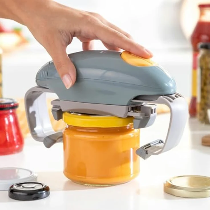 InnovaGoods Elektrischer Gläser- und Dosenöffner, Automatische Ausschaltung, Benutzerfreundlich, Flexibel für verschiedene Größen, Kunststoff, Bunt, Groß – Bild 2