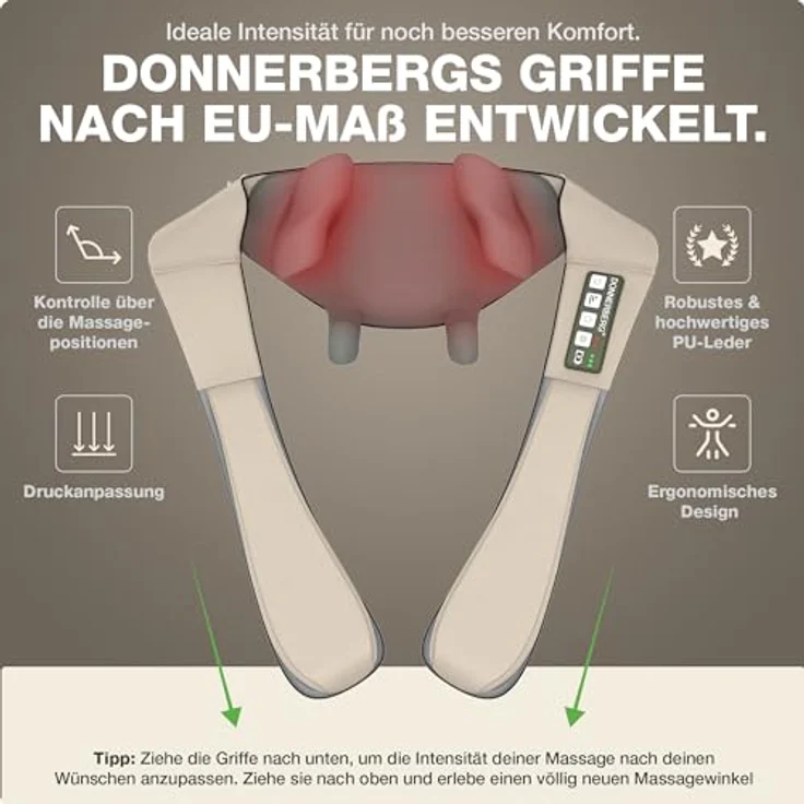 Donnerberg Proneck MARKTNEUHEIT 2024 Professionelles Nackenmassagegerät mit Wärme und Markenakku - Beige – Bild 5