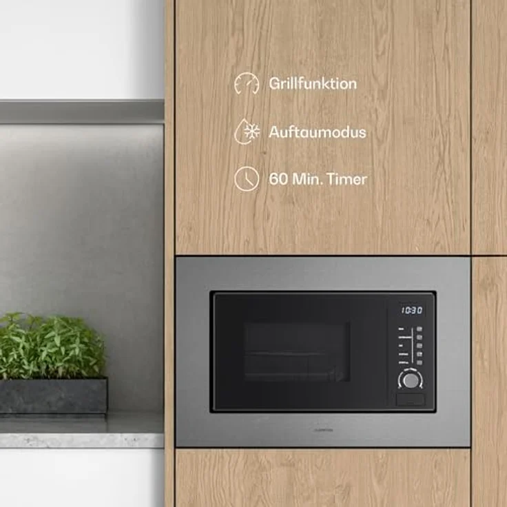 Klarstein Verosteel Einbau-Mikrowelle, 20 l, Grill 800 W, Edelstahl, LED Touch Display – Bild 6