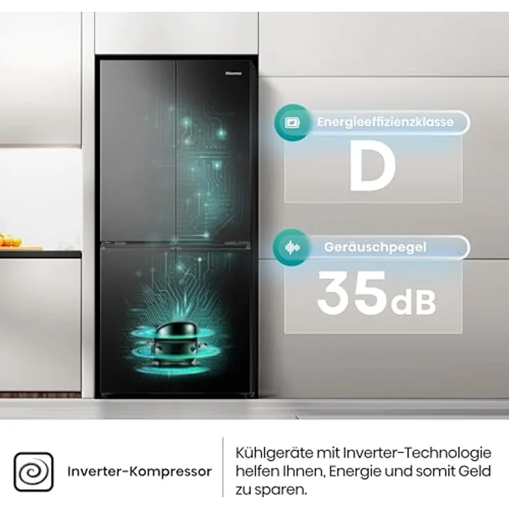 Hisense RQ5P470SAFD, Kühl-/Gefrierkombination mit Flügeltüren, 483 Liter, NoFrost Plus, Schwarz, Triple Zone und Smart Connectivity – Bild 9