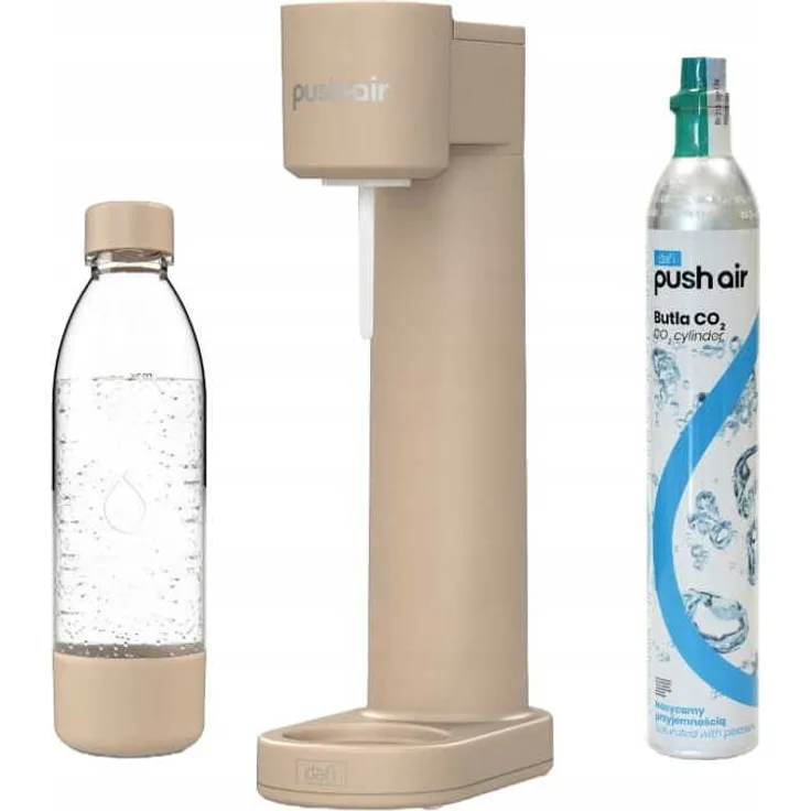 Dafi PushAir Saturator, Wassersprudler mit CO2-Kartusche und 0,7l Cappuccino-Flasche, individuell einstellbare Kohlensäuremenge
