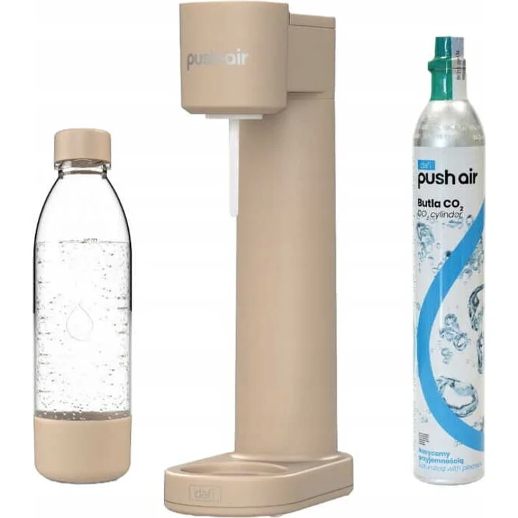 Dafi PushAir Saturator, Wassersprudler mit CO2-Kartusche und 0,7l Cappuccino-Flasche, individuell einstellbare Kohlensäuremenge – Bild 1