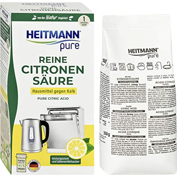 HEITMANN pure Reine Citronensäure: Ökologischer Bio-Entkalker - Pulver, 1x 350 g – Bild 3