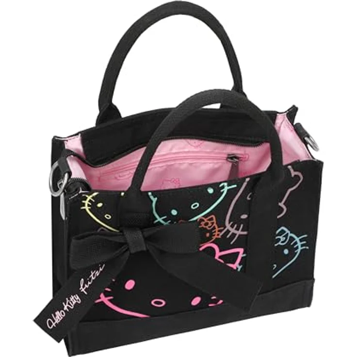 Fritzi aus Preußen Umhängetasche Hello Kitty Shopper, kompakt, 25 cm, schwarz/mehrfarbig, inklusive abnehmbarem Schulterriemen – Bild 6