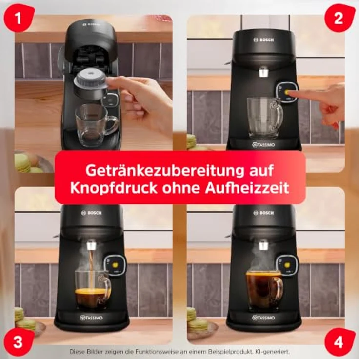 Bosch TAS172B Kaffeepadmaschine, 0.85 l Wassertank, 1400 W, INTELLIBREW Barcode-Technologie, IntensityBoost, One-Touch-Bedienung – Bild 13