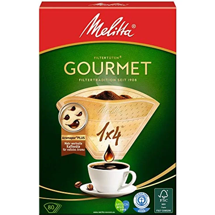 Melitta Gourmet Filtertüten, AromaporenPlus, Naturbraun 80 Stück – Bild 2