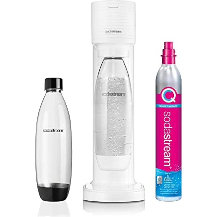 SodaStream Wassersprudler, Gaia Bianco, wiederverwendbare Flasche & CO2-Zylinder – Bild 1