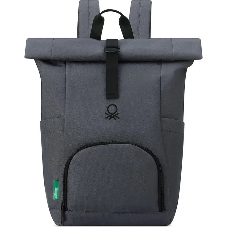 Delsey Paris Daypack x United Colors of Benetton, Polyester Rucksack mit Laptopfach bis 45 Zoll und Fläschchenfach, schwarz