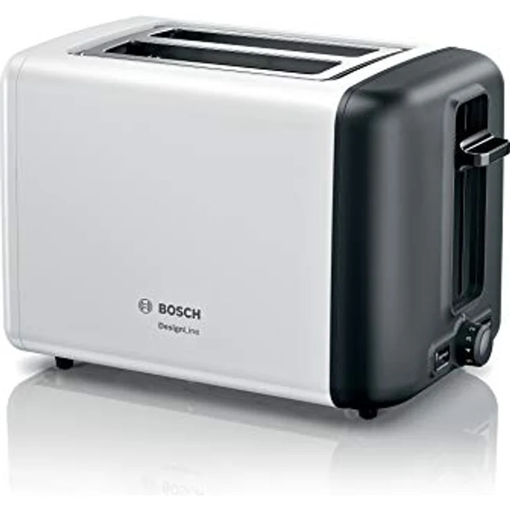 Bosch TAT3P421DE DesignLine Kompakt-Toaster, Auftau-Aufwärmfunktion, versenkbarer Brötchenaufsatz, Abschaltautomatik, 970 W, weiß – Bild 2