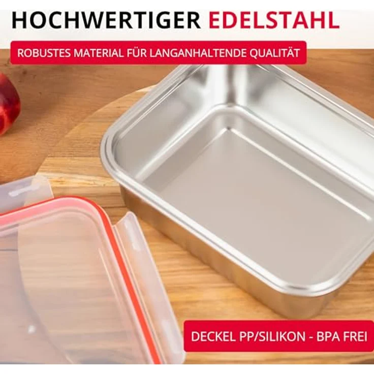Westmark Edelstahl Lunchbox 2250 ml – Auslaufsichere, mikrowellen- & ofenfeste Bento Box, BPA-frei, Silber – Bild 4