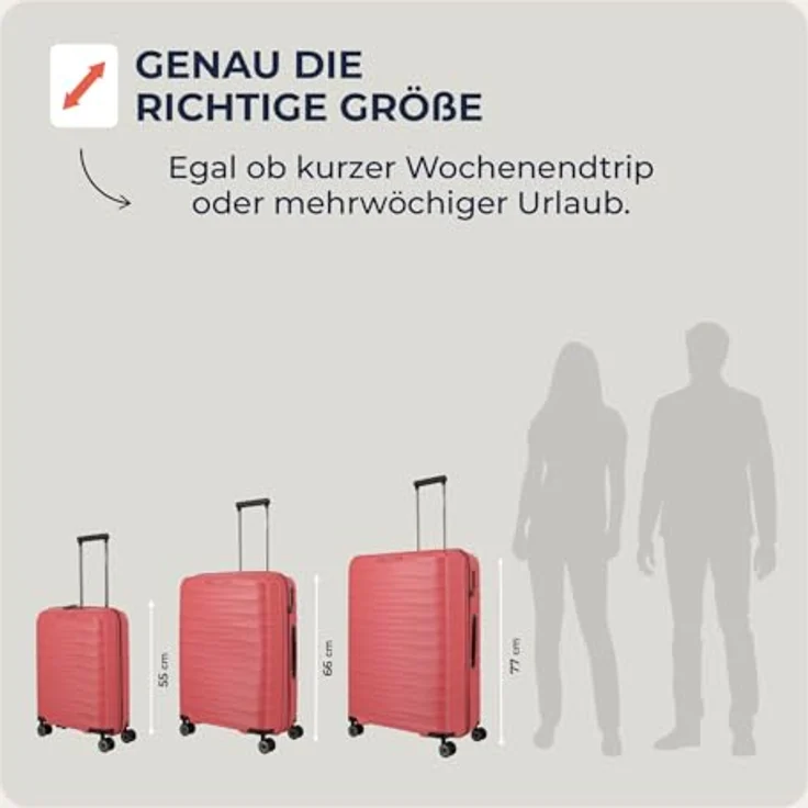 Travelite Koffer Set MOOBY 3-teilig S/M/L, kratzfeste Hartschale aus recyceltem Material, 55/66/77 cm, 4 Doppelrollen & TSA-Schlösser – Reisekoffer, Trolley, Handgepäck – Bild 3