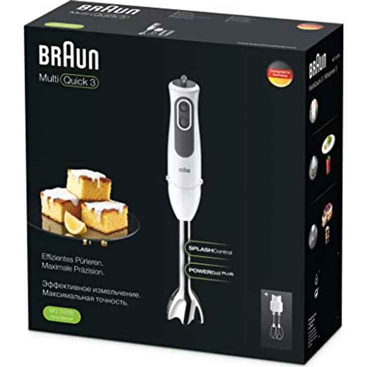 Braun MQ 3105B MultiQuick 3 Vario Stabmixer, 750W, EasyClick, POWERBell Plus, inkl. Doppel-Schneebesen, Mixbehälter, Kunststoff, weiß – Bild 6