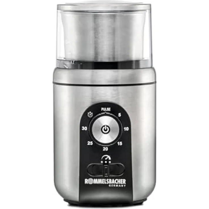 Rommelsbacher Gewürz- & Kaffeemühle EGK 250, leise im Betrieb, Füllmenge 70 g, mit Schlagmesser & Spezialmesser, für Pesto, Gewürze, Nüsse, Zucker, aus Edelstahl