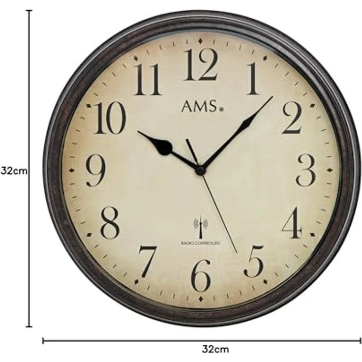 AMS F5962 Wanduhr, Holz, Beige, 36 x 36 x 9 cm – Bild 2