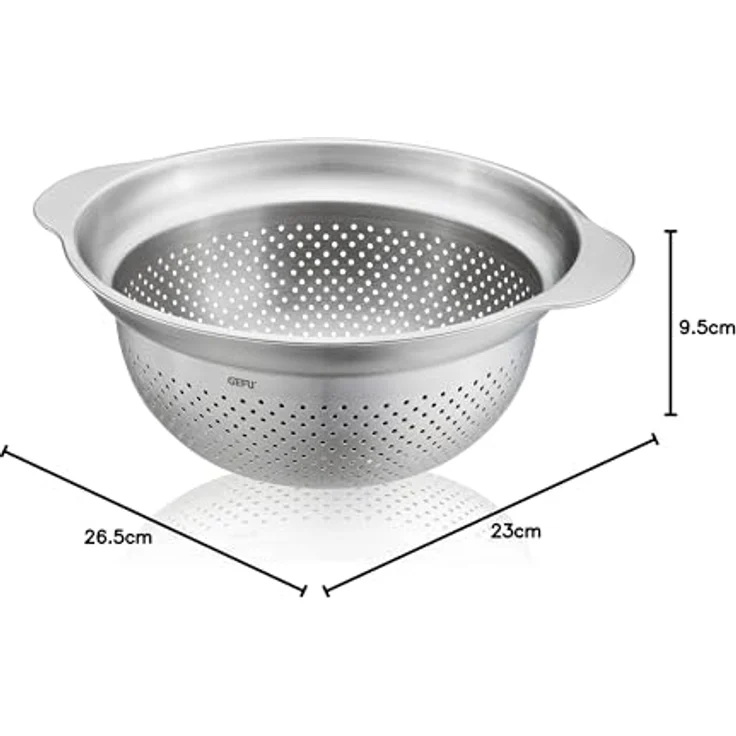 GEFU Seiher Premio - 3-in-1-Funktion: Abseihen, Waschen und Dünsten, Ø 23 cm, Edelstahl, Silber – Bild 5
