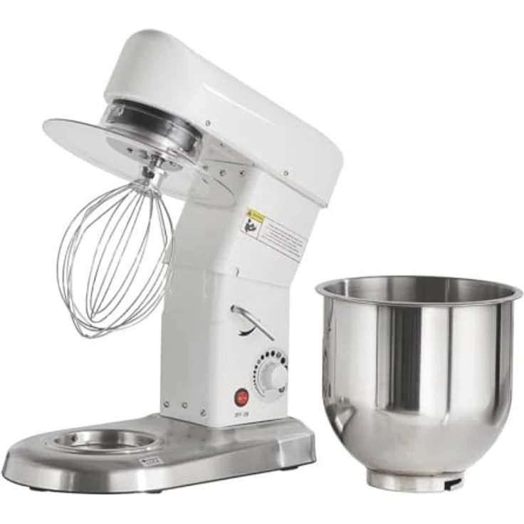 GastroHero Planetenrührwerk 7L, Teigknetmaschine für 750g Teig, Edelstahlkessel, 302 U/min, 500 W Leistung, inkl. Rührbesen und Knethaken – Bild 2
