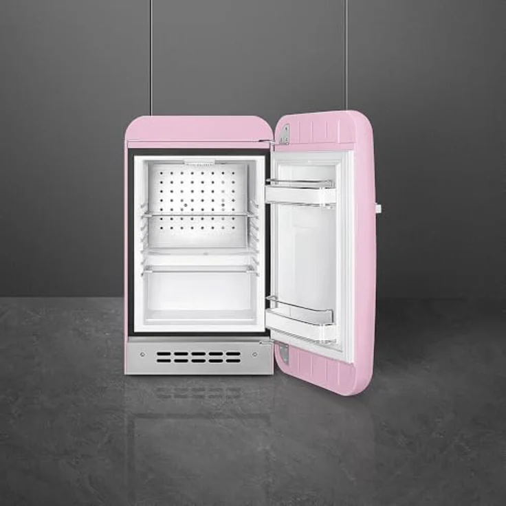Smeg FAB5RPK6 Minibar Kühlschrank, Vintage, 34 l, kalt statisch, 2 verstellbare Einlegeböden, Flaschenhalter, LED-Beleuchtung, Höhe 72,5 cm, Rosa – Bild 2