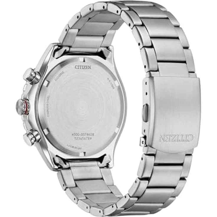 Citizen AT2566-88E Eco-Drive Solaruhr, Herrenuhr Chronograph Edelstahlfarben Schwarz, 43 mm, 10 ATM wasserdicht – Bild 4