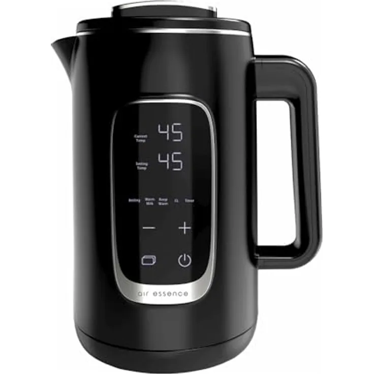 Air Essence LuminaTi Black MAX, elektrischer Wasserkocher mit Temperatureinstellung, Entchlorungs- und Entkalkungsfunktion, 2200W, 1,5L, Edelstahl